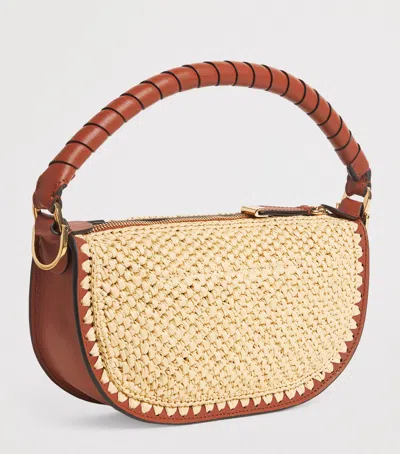 Chloé Mini Raffia-effect Marcie Shoulder Bag In Multi
