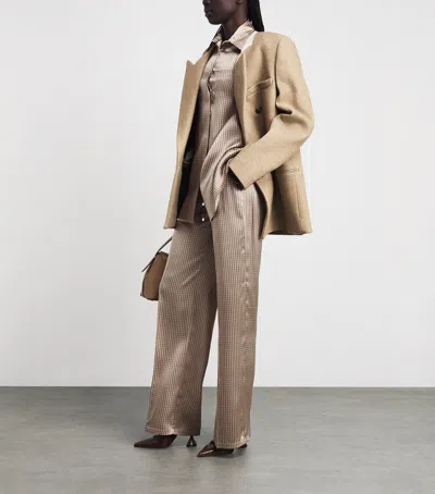 Kiton Silk Printed Shirt In Brown