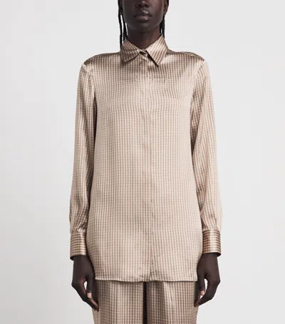 Kiton Silk Printed Shirt In Brown
