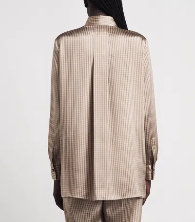 Kiton Silk Printed Shirt In Brown