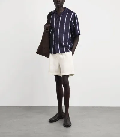 Commas Linen Drawstring Shorts In White