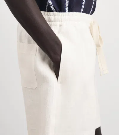 Commas Linen Drawstring Shorts In White