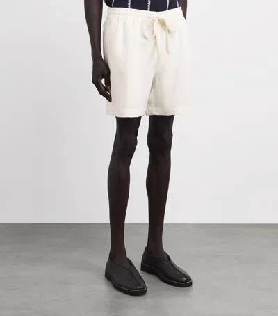 Commas Linen Drawstring Shorts In White