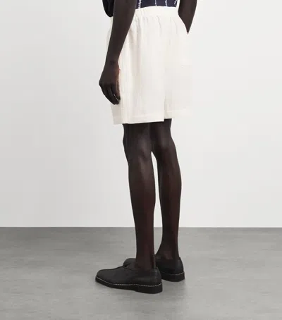 Commas Linen Drawstring Shorts In White