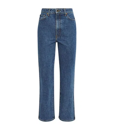 Khaite Danielle High Waist Straight Leg Jeans In Blue