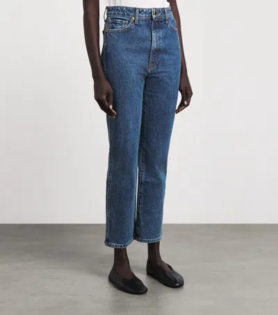 Khaite Danielle High Waist Straight Leg Jeans In Blue