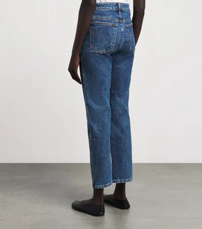 Khaite Danielle High Waist Straight Leg Jeans In Blue