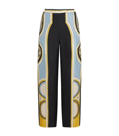 La Doublej Club Printed Silk Twill Wide-leg Pants In Multi
