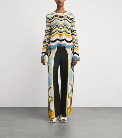 La Doublej Club Printed Silk Twill Wide-leg Pants In Multi