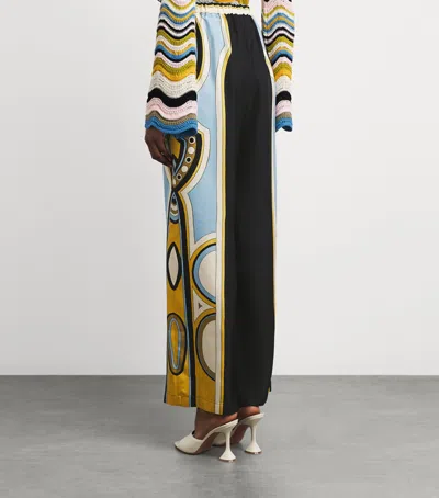 La Doublej Club Printed Silk Twill Wide-leg Pants In Multi