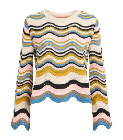 La Doublej Chevron-pattern Cropped Sweater In Multi