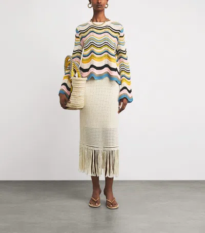 La Doublej Chevron-pattern Cropped Sweater In Multi