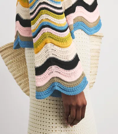 La Doublej Chevron-pattern Cropped Sweater In Multi