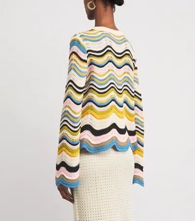 La Doublej Chevron-pattern Cropped Sweater In Multi