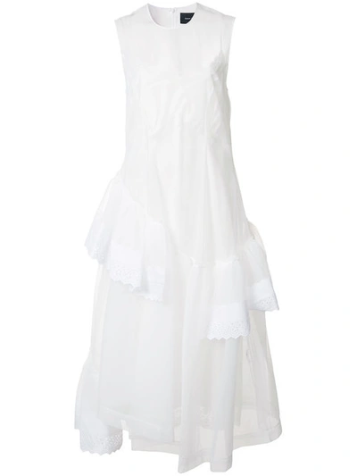 Simone Rocha Sheer Panel Asymmetric Dress In White