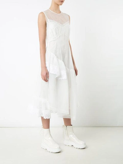 Shop Simone Rocha Sheer Panel Asymmetric Dress In White