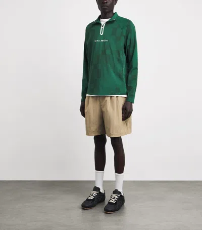 Malbon Performance Mesh Quarter-zip Mid-layer In Green