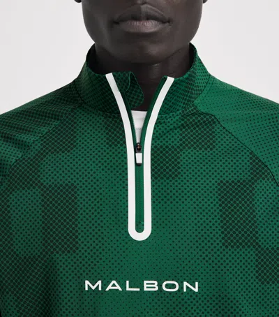Malbon Performance Mesh Quarter-zip Mid-layer In Green