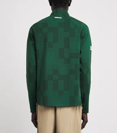 Malbon Performance Mesh Quarter-zip Mid-layer In Green