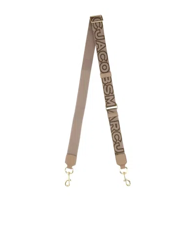 Marc Jacobs The Thin Logo Webbing Bag Strap In Gray