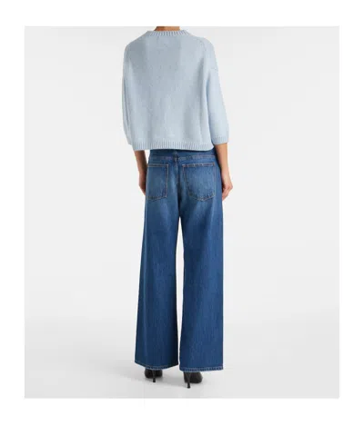 Khaite Sabina Crew-neck Cropped Sweater In Blue