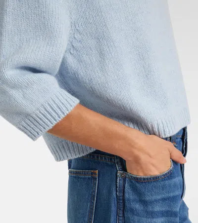 Khaite Sabina Crew-neck Cropped Sweater In Blue