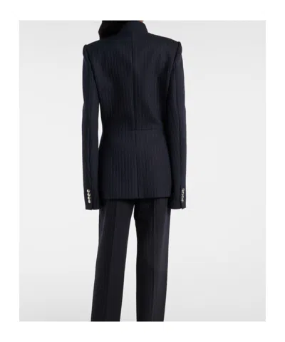 Khaite Samuel Chalk Stripe Wool-blend Jacket In Black