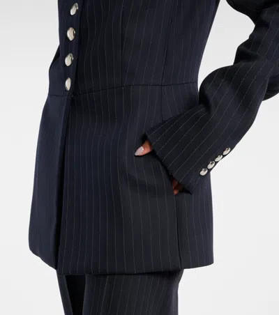 Khaite Samuel Chalk Stripe Wool-blend Jacket In Black