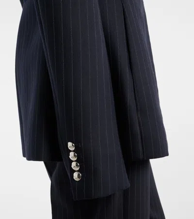 Khaite Samuel Chalk Stripe Wool-blend Jacket In Black
