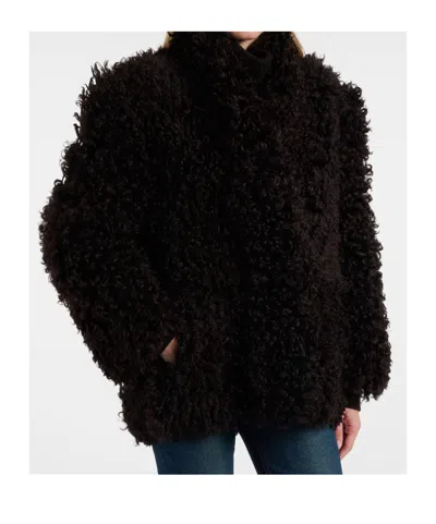 Nour Hammour Amara Shearling Coat In Black