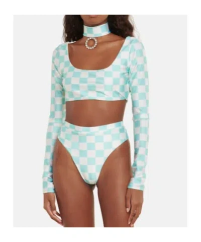 Alessandra Rich Embellished Checked Bikini In Multi
