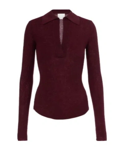 Citizen Of Humanity Citizens Of Humanity Simone Wool Cashmere Polo Sweater In Burgundy
