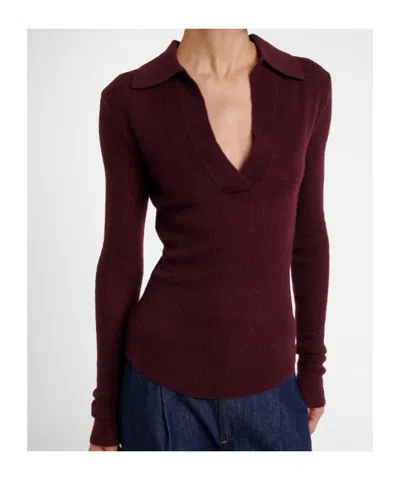 Citizen Of Humanity Citizens Of Humanity Simone Wool Cashmere Polo Sweater In Burgundy