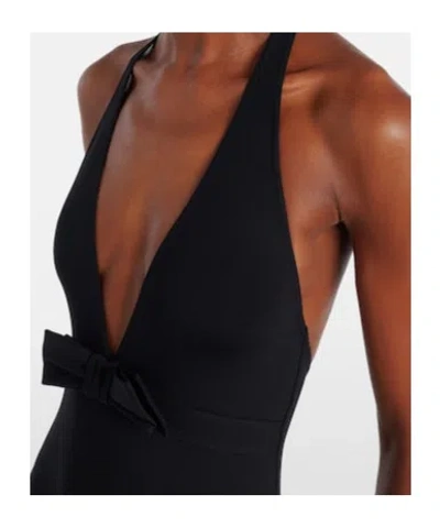 Eres Couture Bow-detailed Halterneck Swimsuit In Black