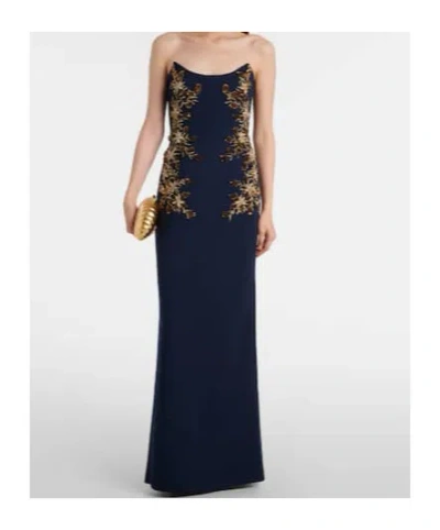 Rebecca Vallance Orla Embellished Crepe Bustier Gown In Black