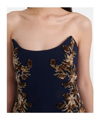 Rebecca Vallance Orla Embellished Crepe Bustier Gown In Black
