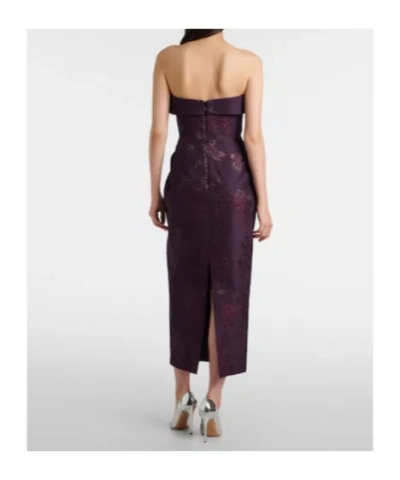 Rebecca Vallance Strapless Floral-brocade Midi Dress In Purple