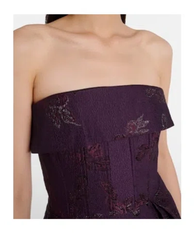 Rebecca Vallance Strapless Floral-brocade Midi Dress In Purple