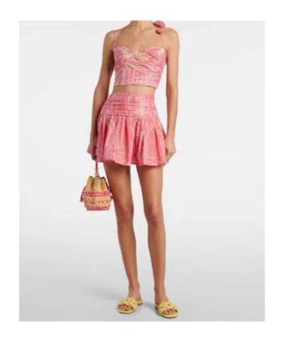 Poupette St Barth Palmire Printed Cotton-blend Crop Top In Pink