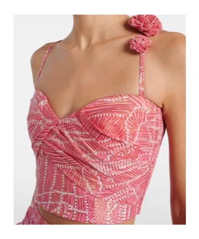 Poupette St Barth Palmire Printed Cotton-blend Crop Top In Pink