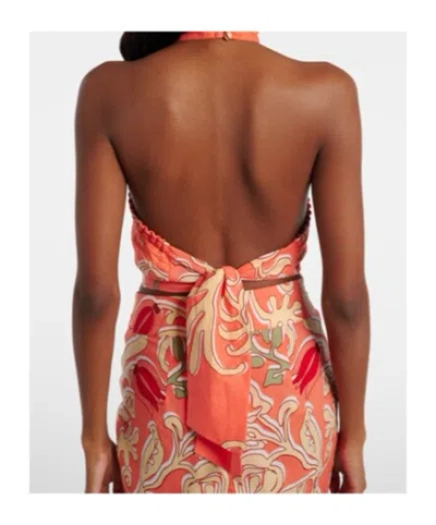 Poupette St Barth Suma Printed Cotton Crop Top In Orange