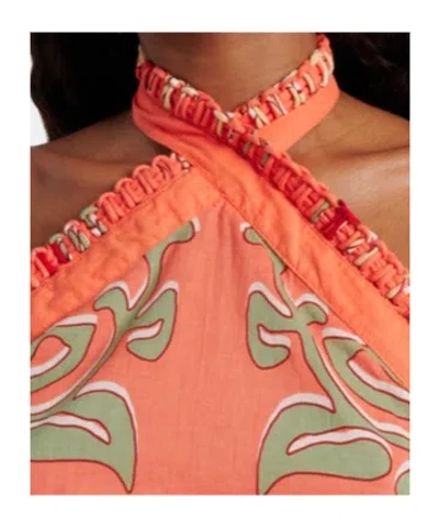 Poupette St Barth Suma Printed Cotton Crop Top In Orange