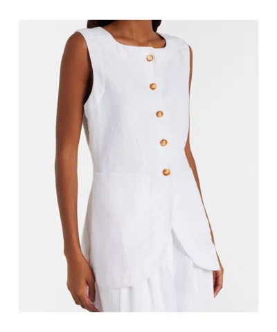 Posse Womens Emma Two-patch-pockets Linen Vest Ivory Xl In White