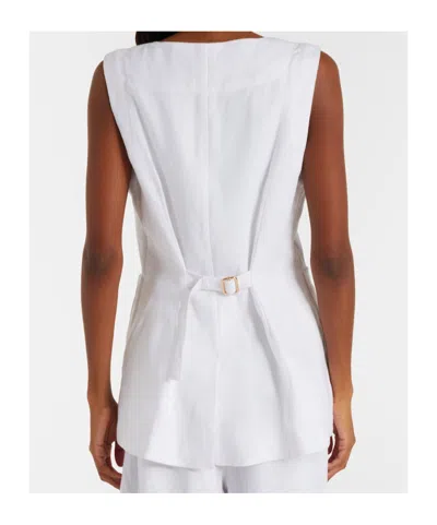 Posse Womens Emma Two-patch-pockets Linen Vest Ivory Xl In White