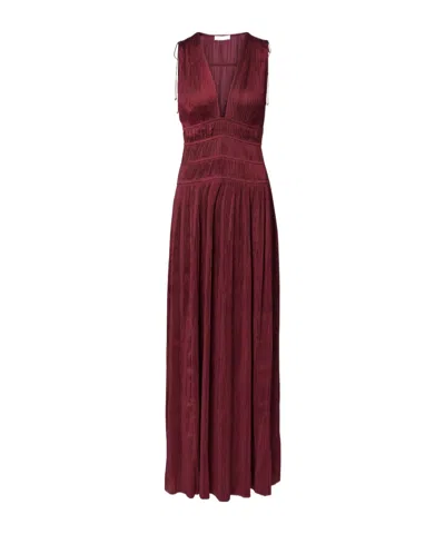 Ulla Johnson Satin Pleated Dress In Burgundy