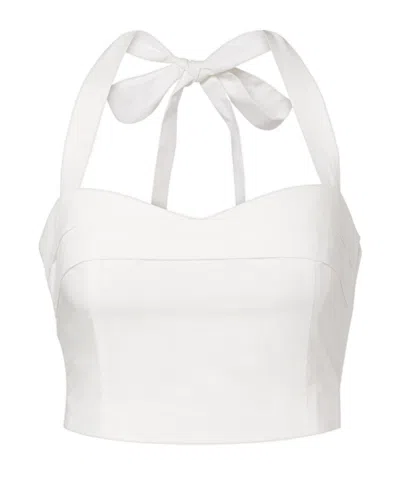 Posse Rue Cotton-poplin Halterneck Bustier Top In White