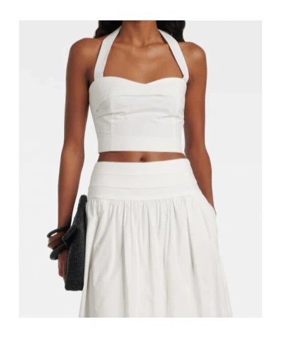 Posse Rue Cotton-poplin Halterneck Bustier Top In White
