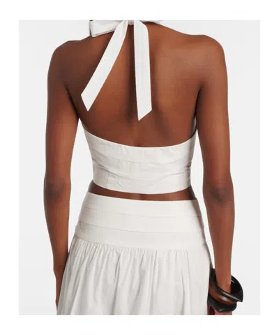 Posse Rue Cotton-poplin Halterneck Bustier Top In White