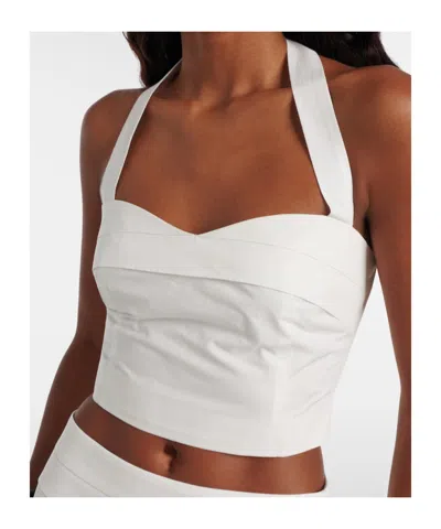 Posse Rue Cotton-poplin Halterneck Bustier Top In White