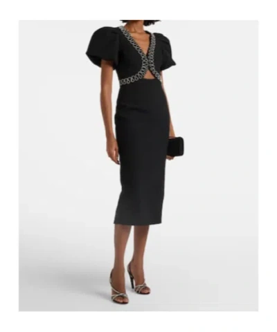 Rebecca Vallance Nyx Crystal-embellished Cutout Crepe Midi Dress In Black
